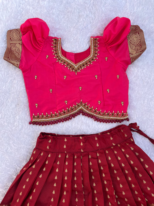 Vibrant Pink and Maroon Lehenga