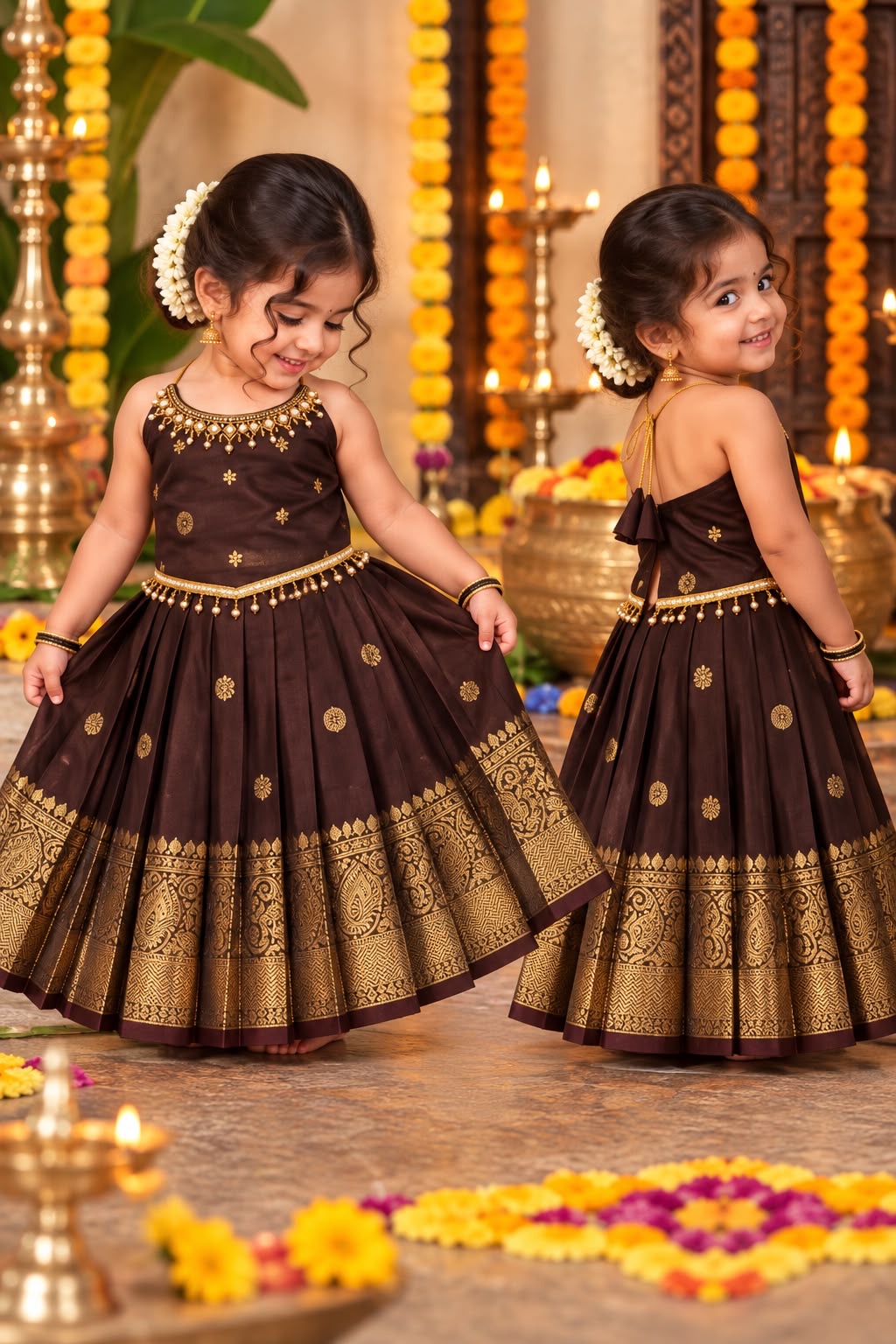 Stylish Pattu Lehanga for Baby Girls