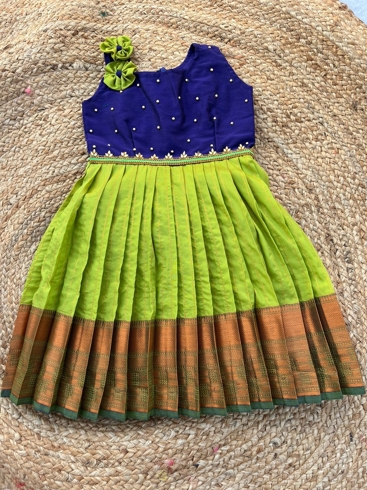 Vibrant Blue Top Light Green Bottom Stand Out in Style Kalas Couture India