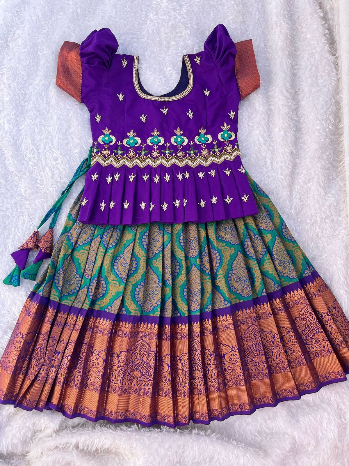 Royal Opulence: The Majestic Aari Semi Silk Lehenga