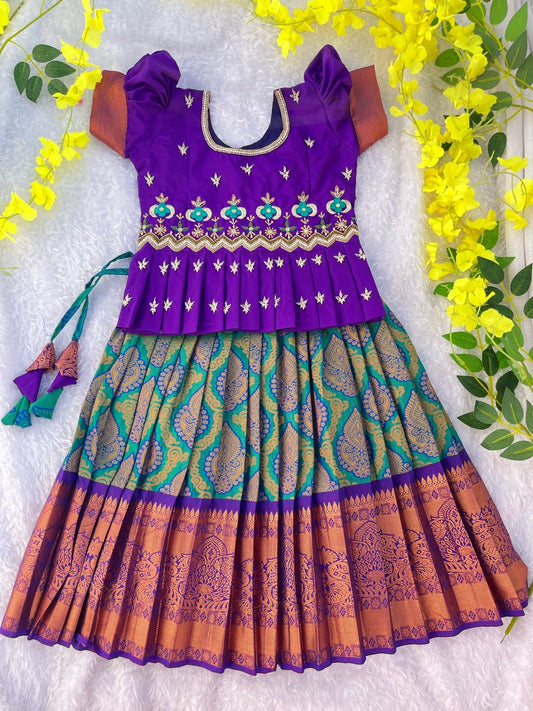 Royal Opulence: The Majestic Aari Semi Silk Lehenga