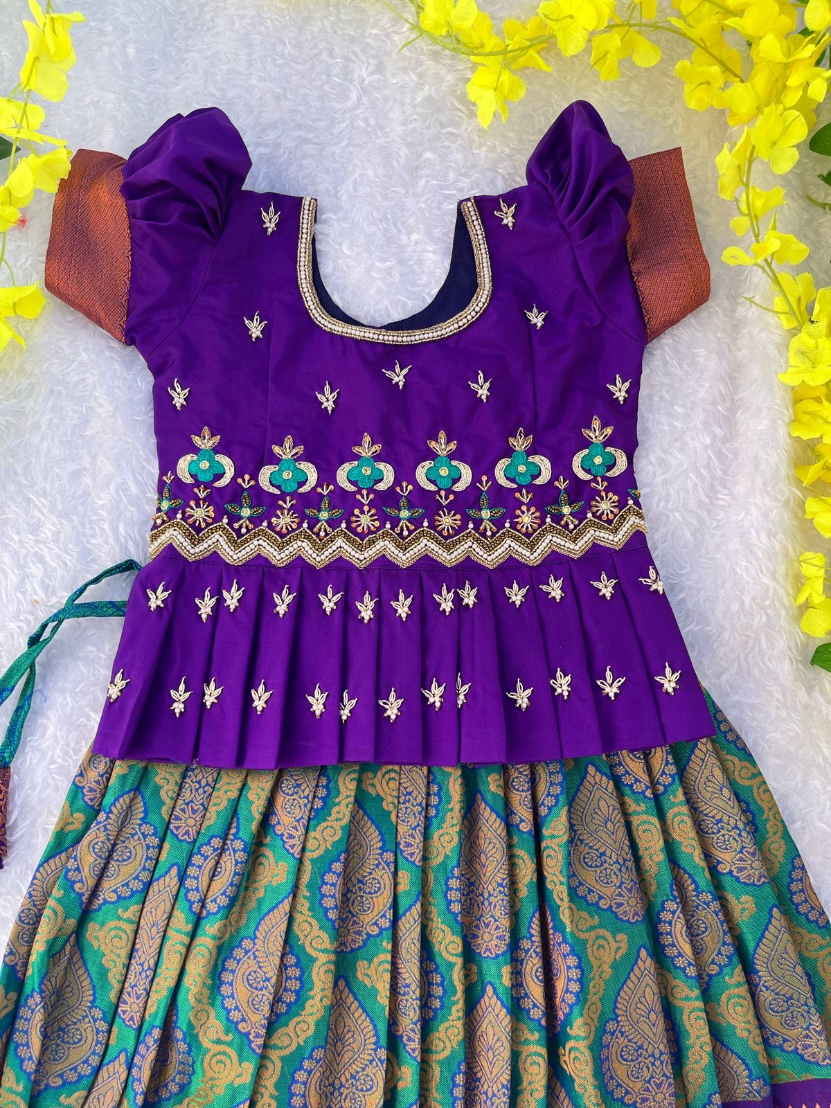 Kanchi Pattu Baby Girl Pattu Langa Blouse Designs 14 Years Fancy