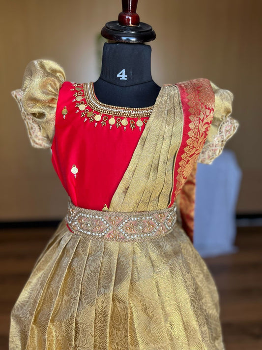 Golden Glow Hand work Vibrant Semi Silk Lehanga