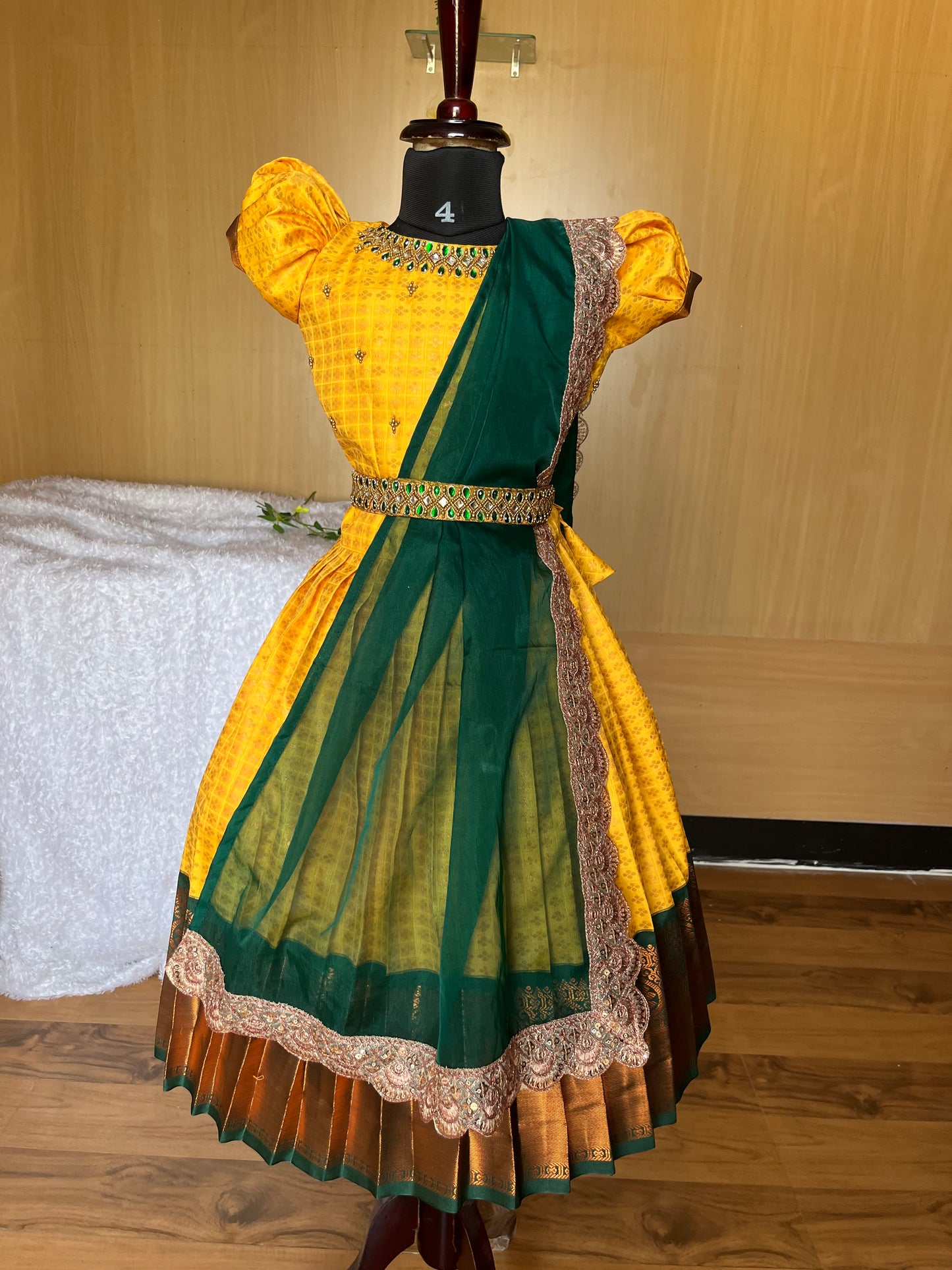 Sunshine - Lehenga-Saree Combo with Aari Work Blouse