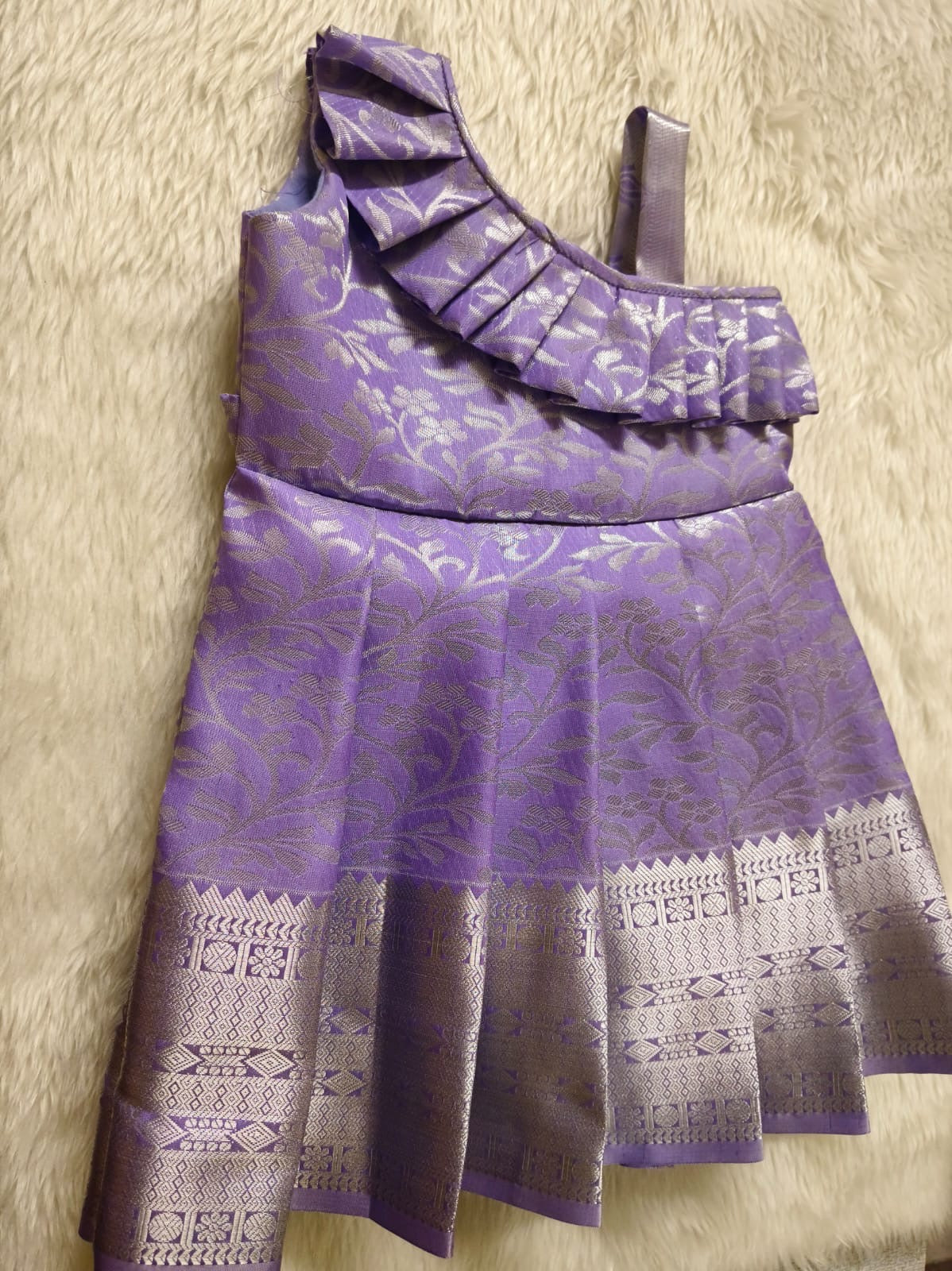 Purple 1 Shoulder Frock for Kids