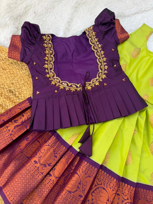 Beautiful Semi-Silk Petticoat with Aari Top