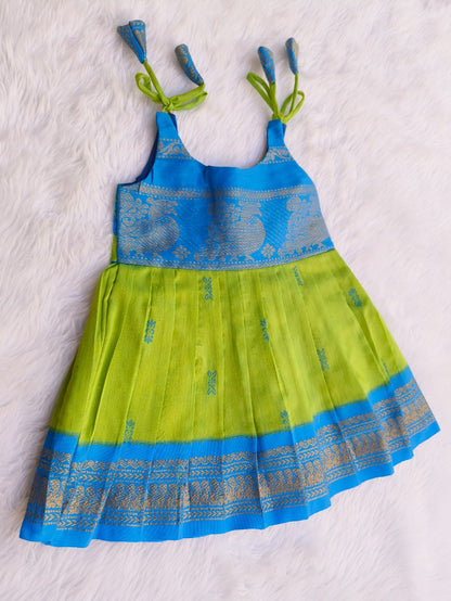 Multi color Tie up Frock - Kalyani Cotton