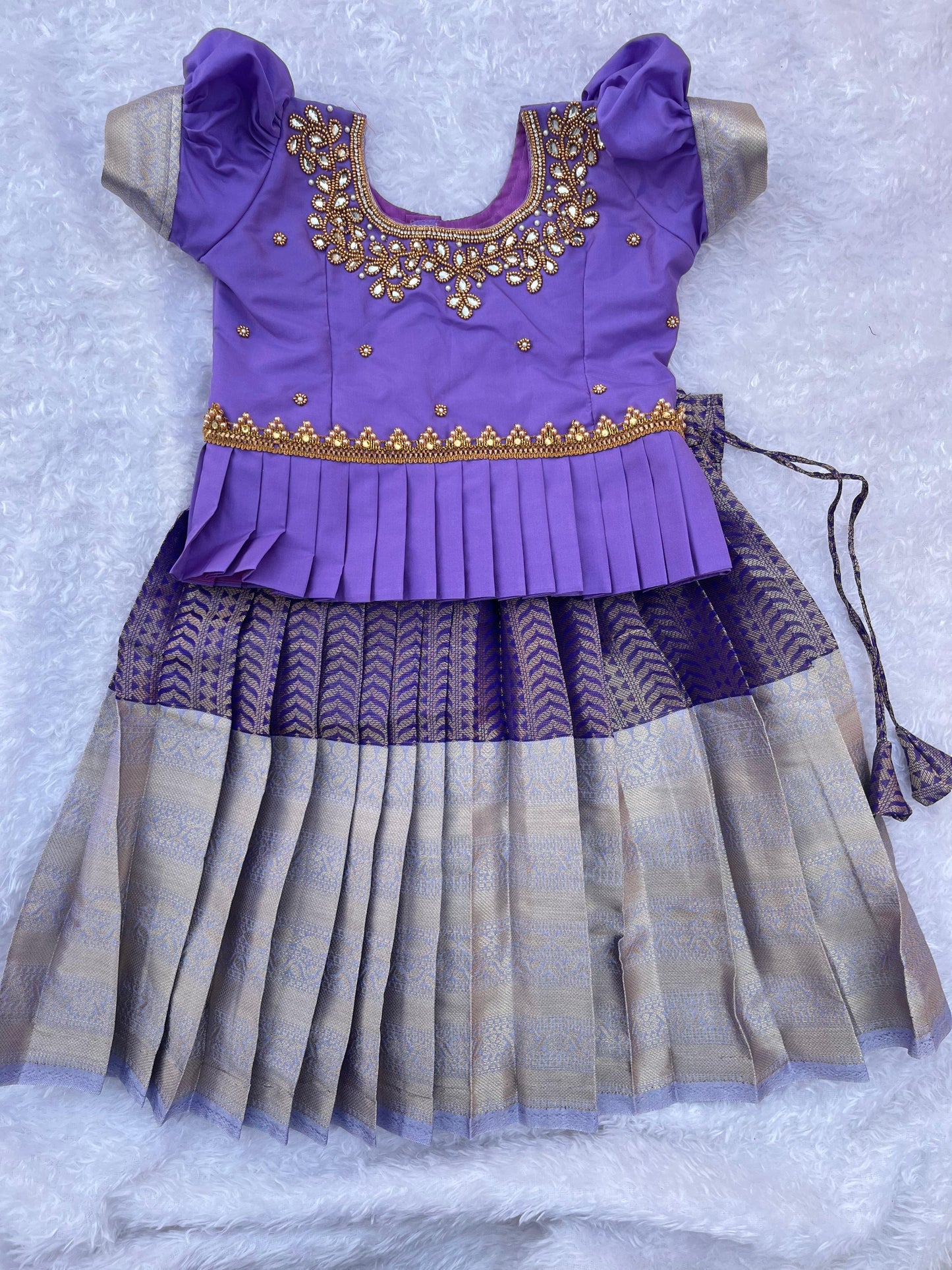 Lavander Color Semi-Silk Kids Lehenga