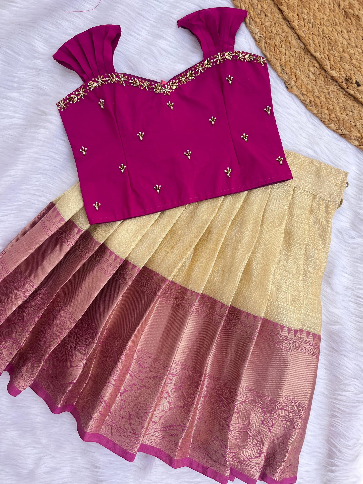 Elegant Semi-Silk Pattu Pavadai Sattai (Available in 3 Colors)