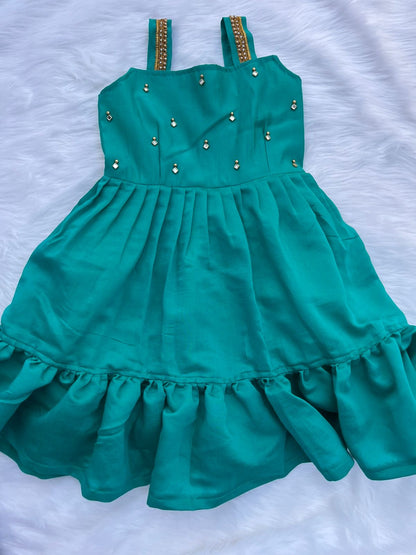 Elegant Sleeveless Semi-Silk Frocks for Girls