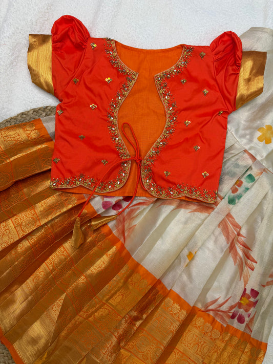 Elegant Embroidered Blouse with Tissue Silk