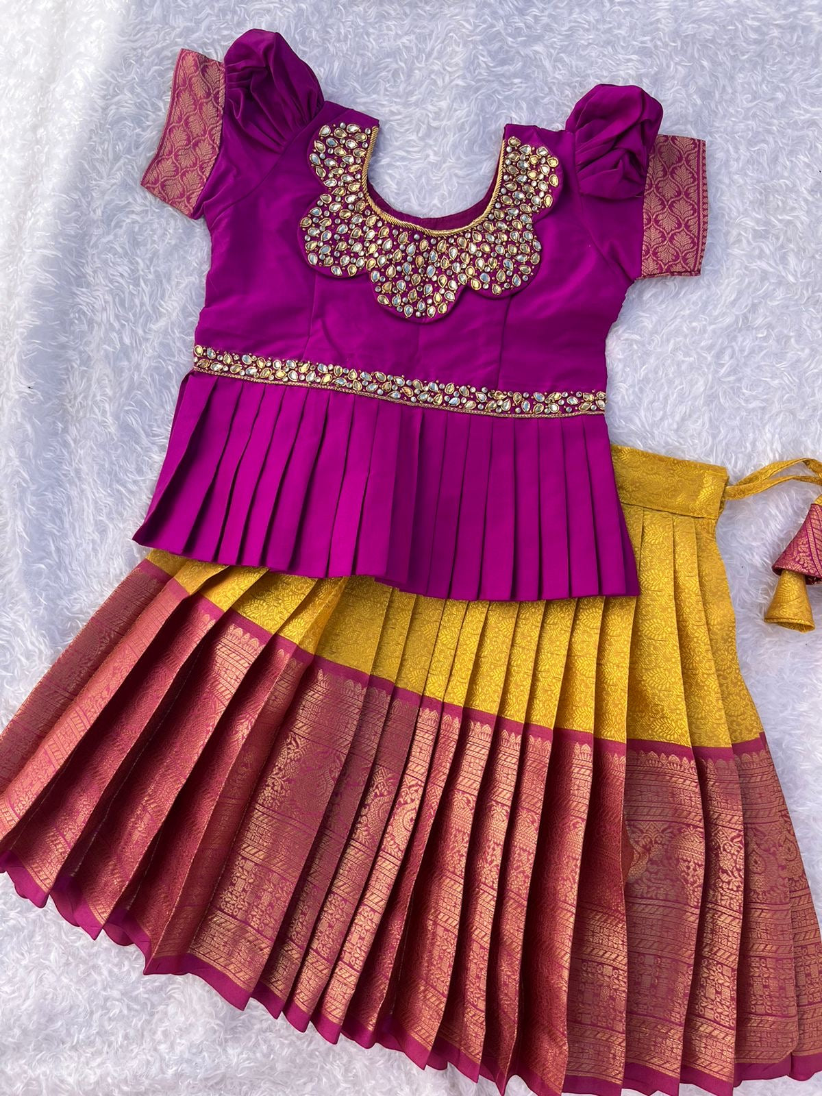 Purple and Gold Embellished Lehenga Set