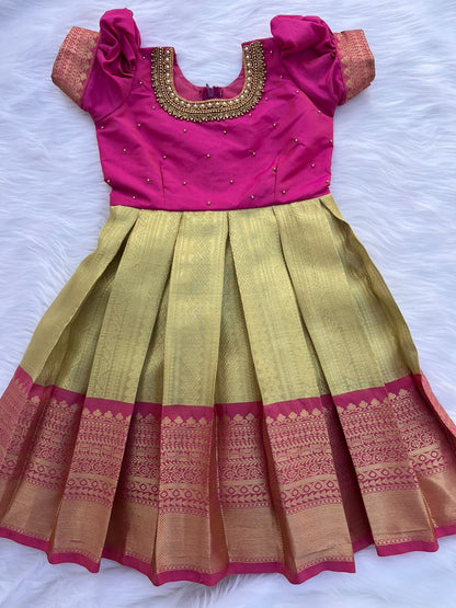 Colorful Divine Frocks - Rani Pink & Green