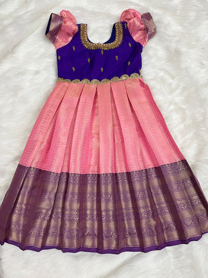 Elegant Turquoise Pleated Frock for Children – Kalas Couture India
