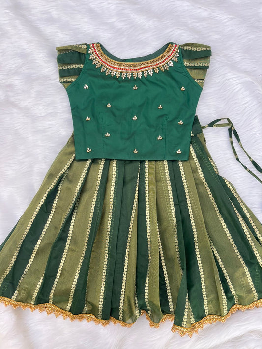Chanderi & Raw Silk Pavadai Sattai with Simple Work