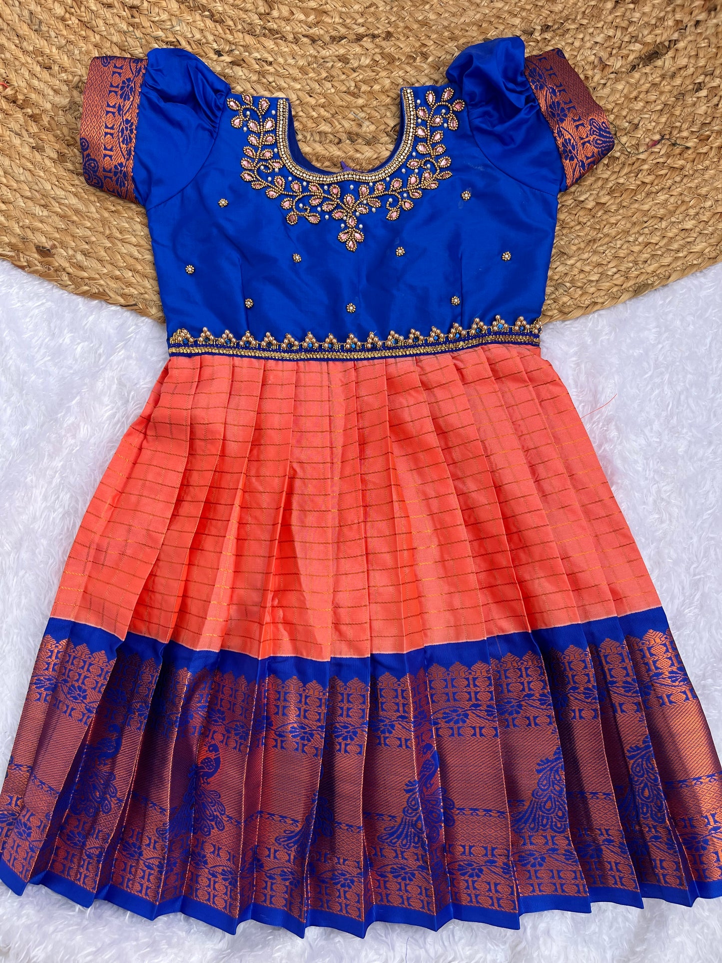 Elegant Semi-Silk Traditional Frock for Girls