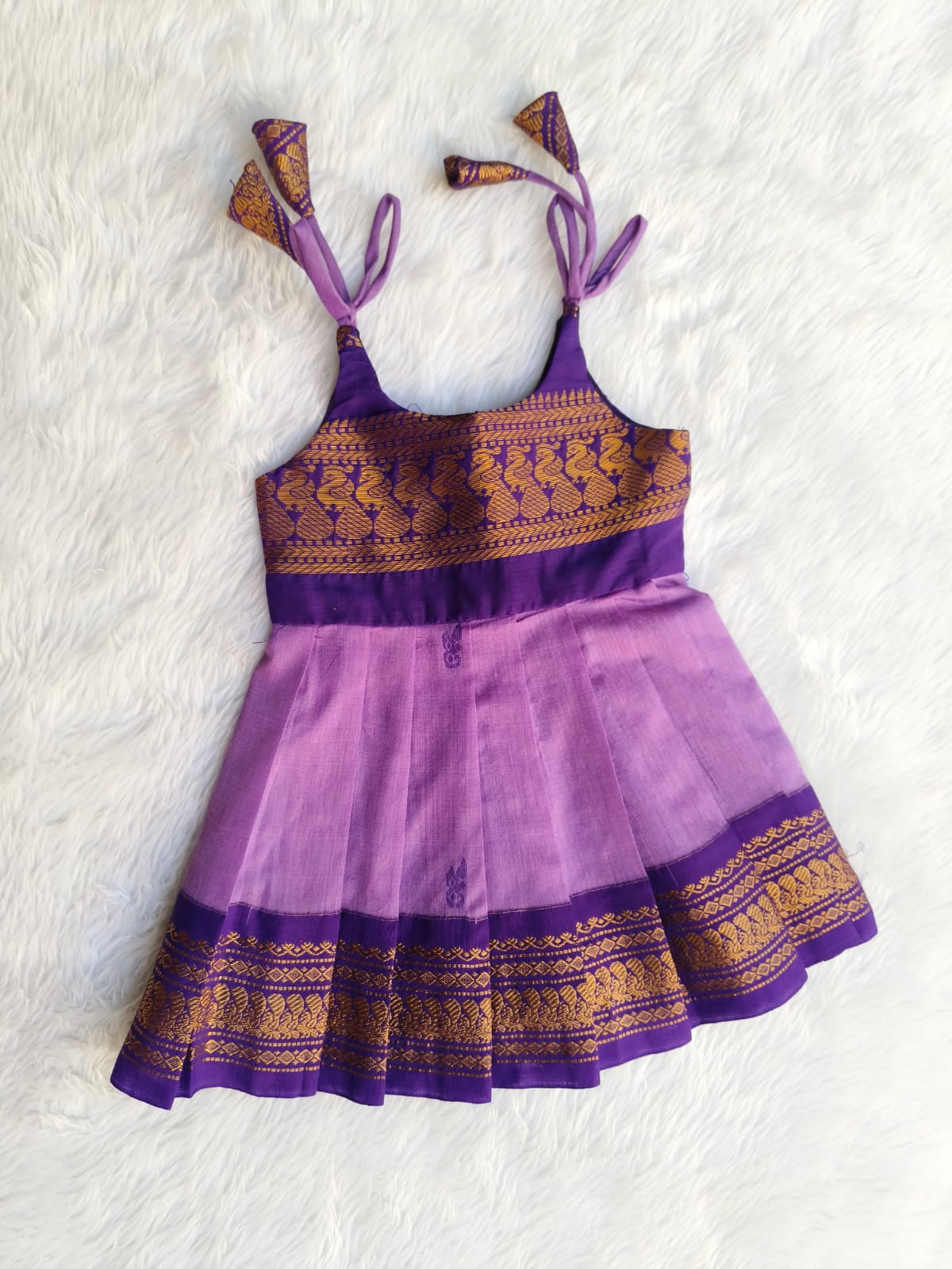 Multi color Tie up Frock - Kalyani Cotton