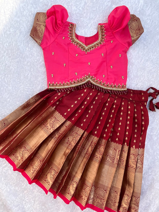 Vibrant Pink and Maroon Lehenga