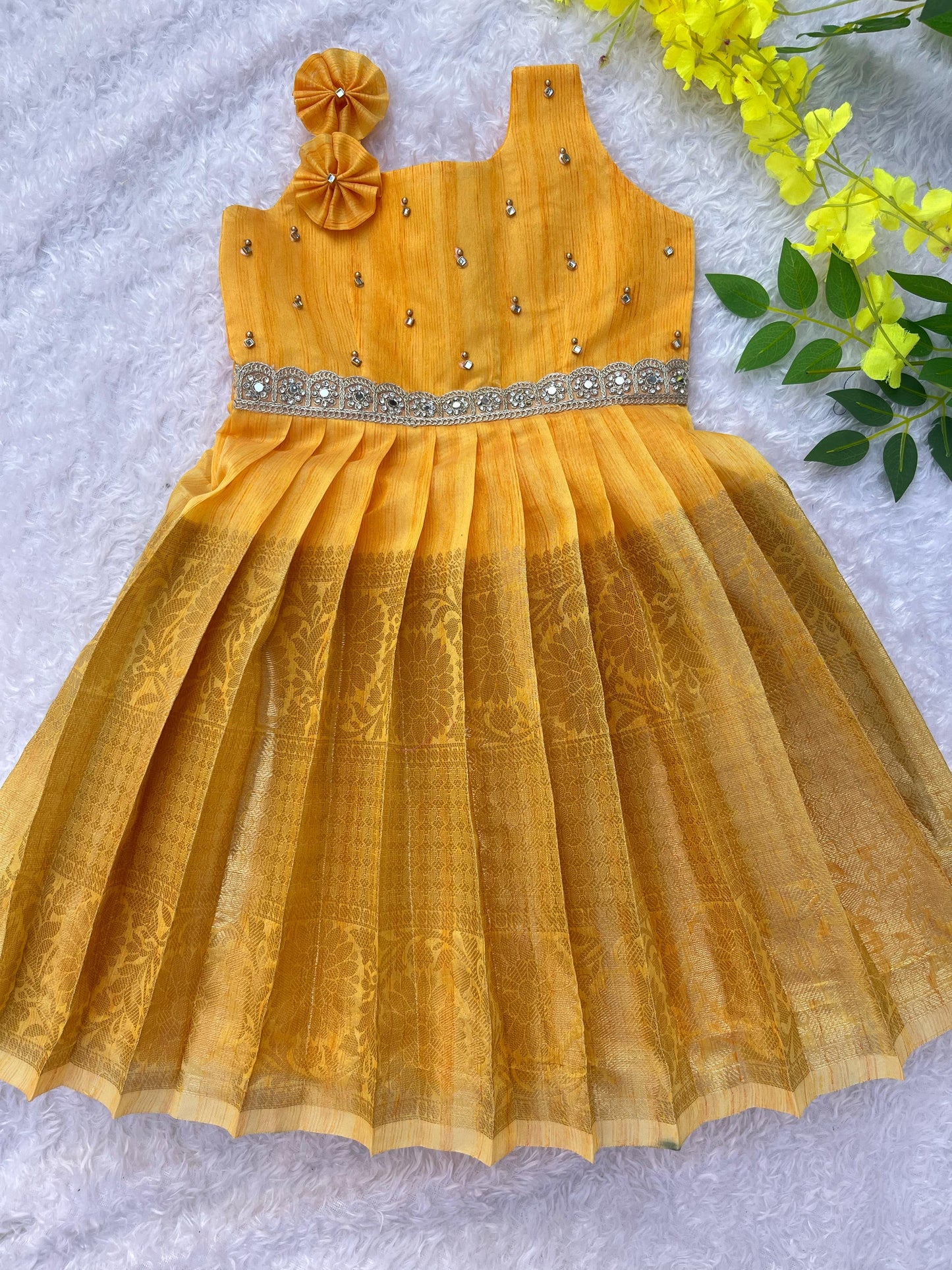 Yellow Colorful Divine Frock