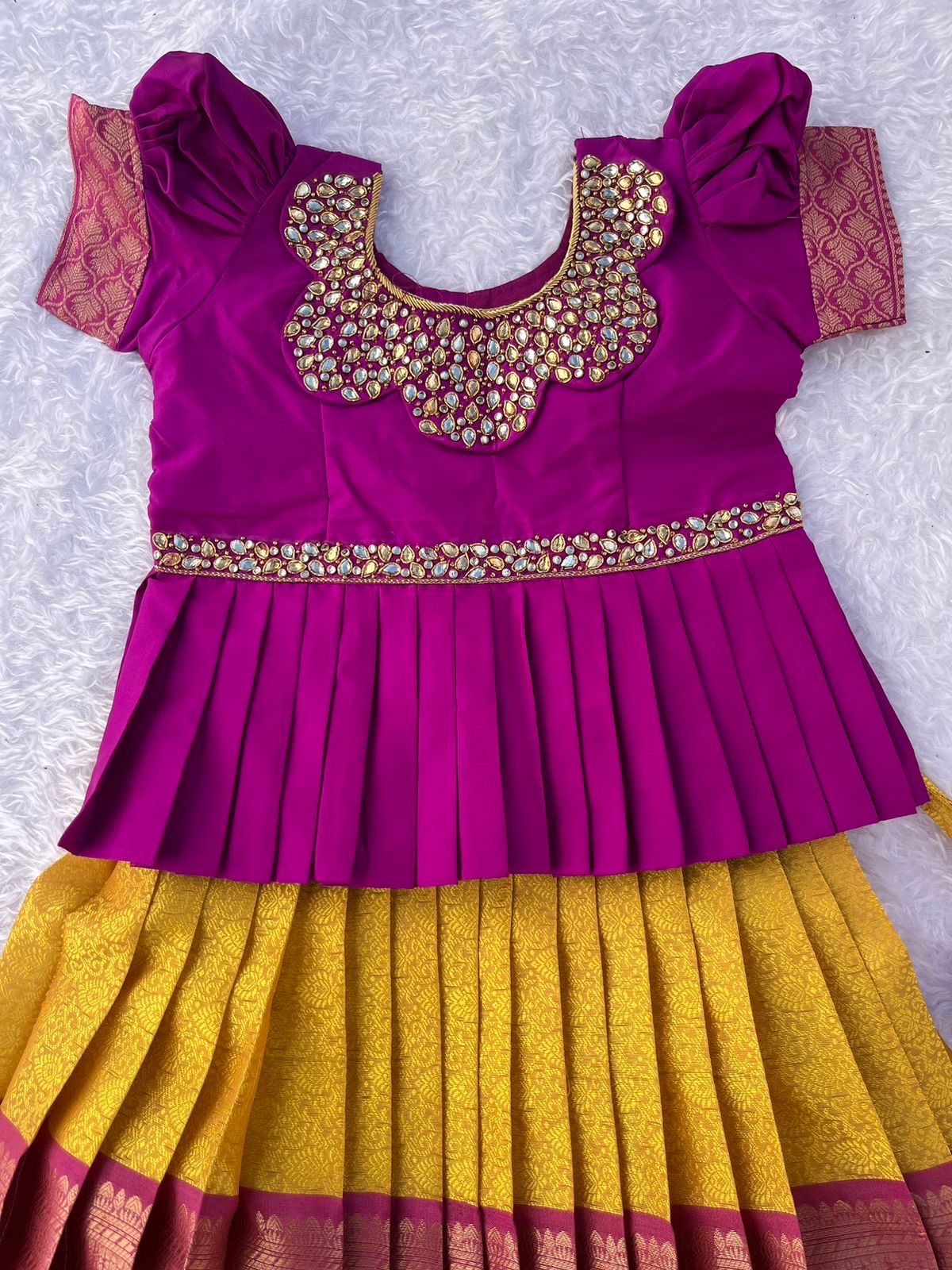 Purple and Gold Embellished Lehenga Set