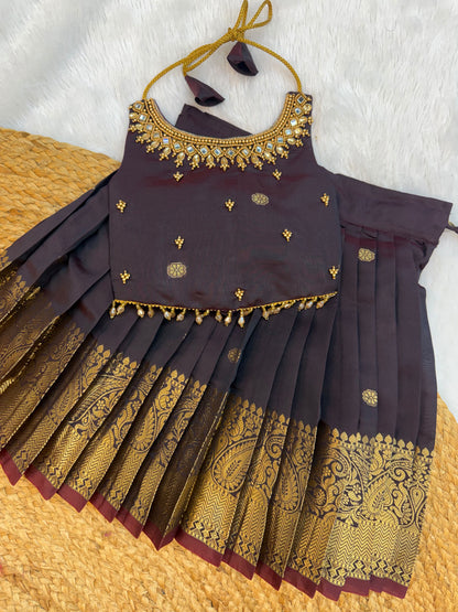 Stylish Pattu Lehanga for Baby Girls