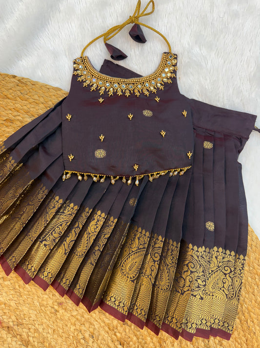 Stylish Pattu Lehanga for Baby Girls
