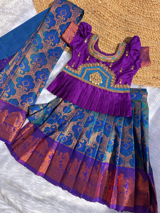 Majestic Purple & Peacock Blue Pattu Pavadai