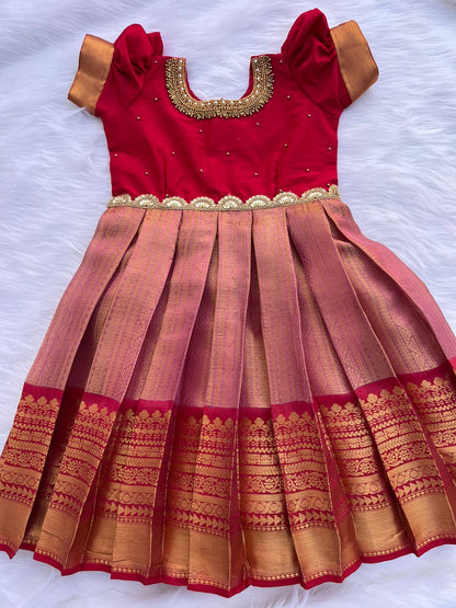 Colorful Divine Frocks - Light Pink & Red