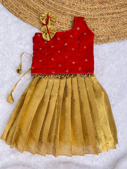 Red & Gold Lehenga Set for Kids