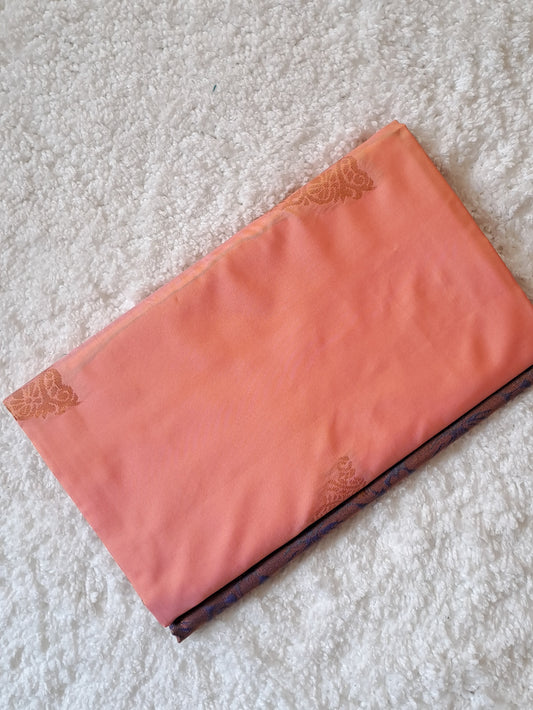 Envelop Yourself: Peach and Blue Silk Saree