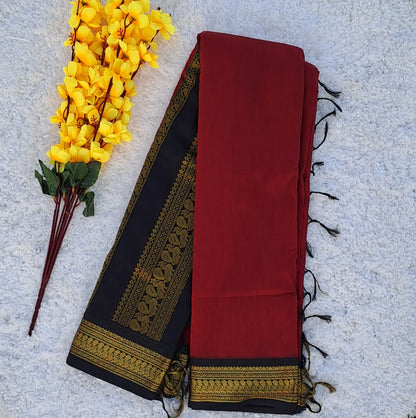 Confidence in Crimson: Red Kalyani Cotton Saree