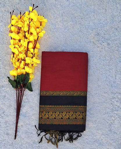 Confidence in Crimson: Red Kalyani Cotton Saree