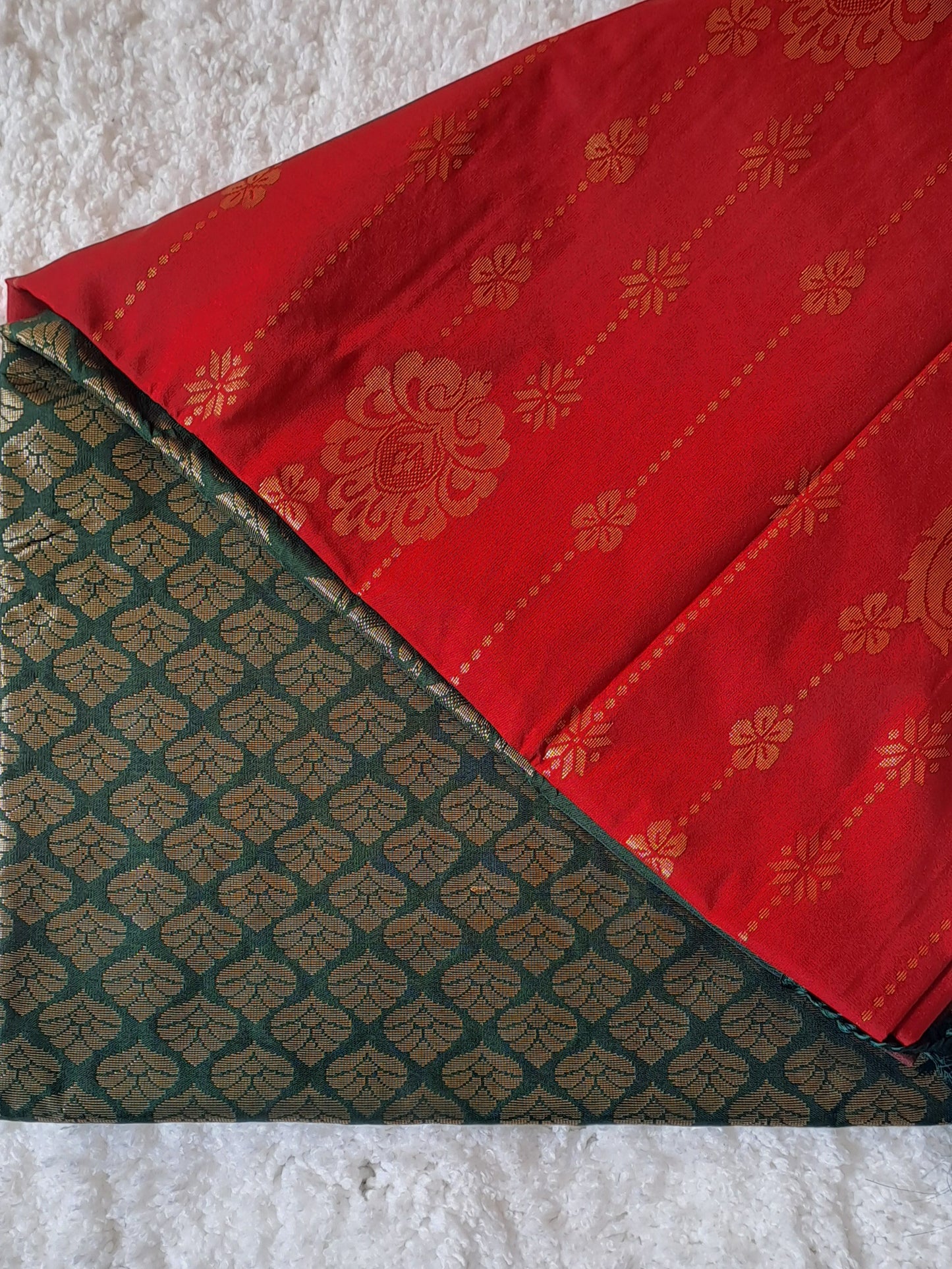 Our Exclusive Red and Green Silk Saree